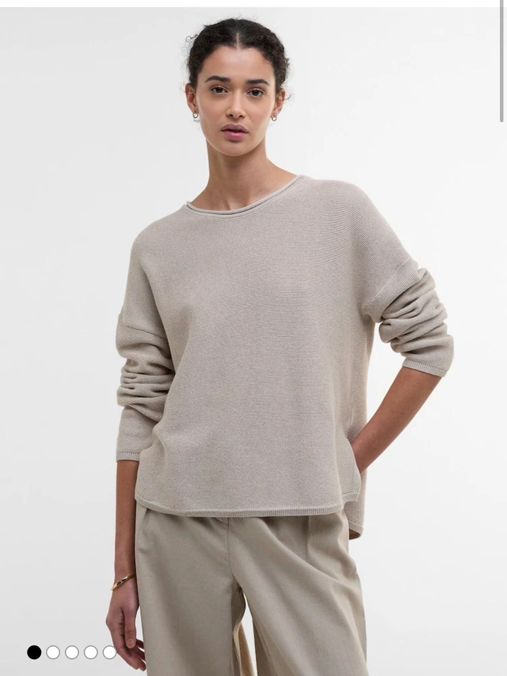 Barbour Women's Taupe Crewneck Sweater - Neutral Knit